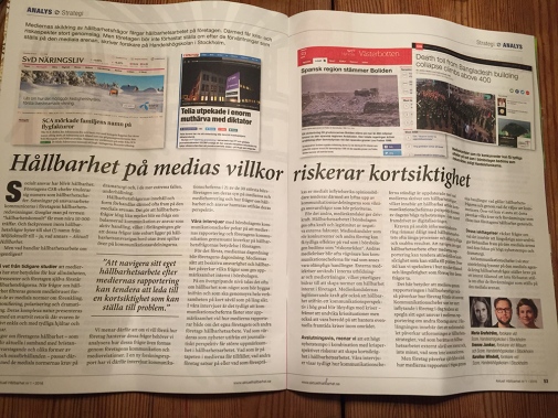 Artikel i tidningen Aktuell Hållbarhet